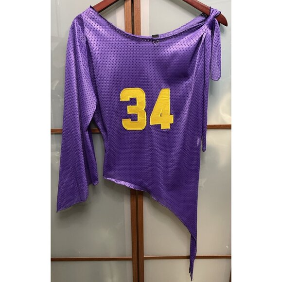 Windsor Vintage Y2k 90s Lakers Asymmetrical Jersey Mesh Sheer Blouse Top Size S - Picture 1 of 8